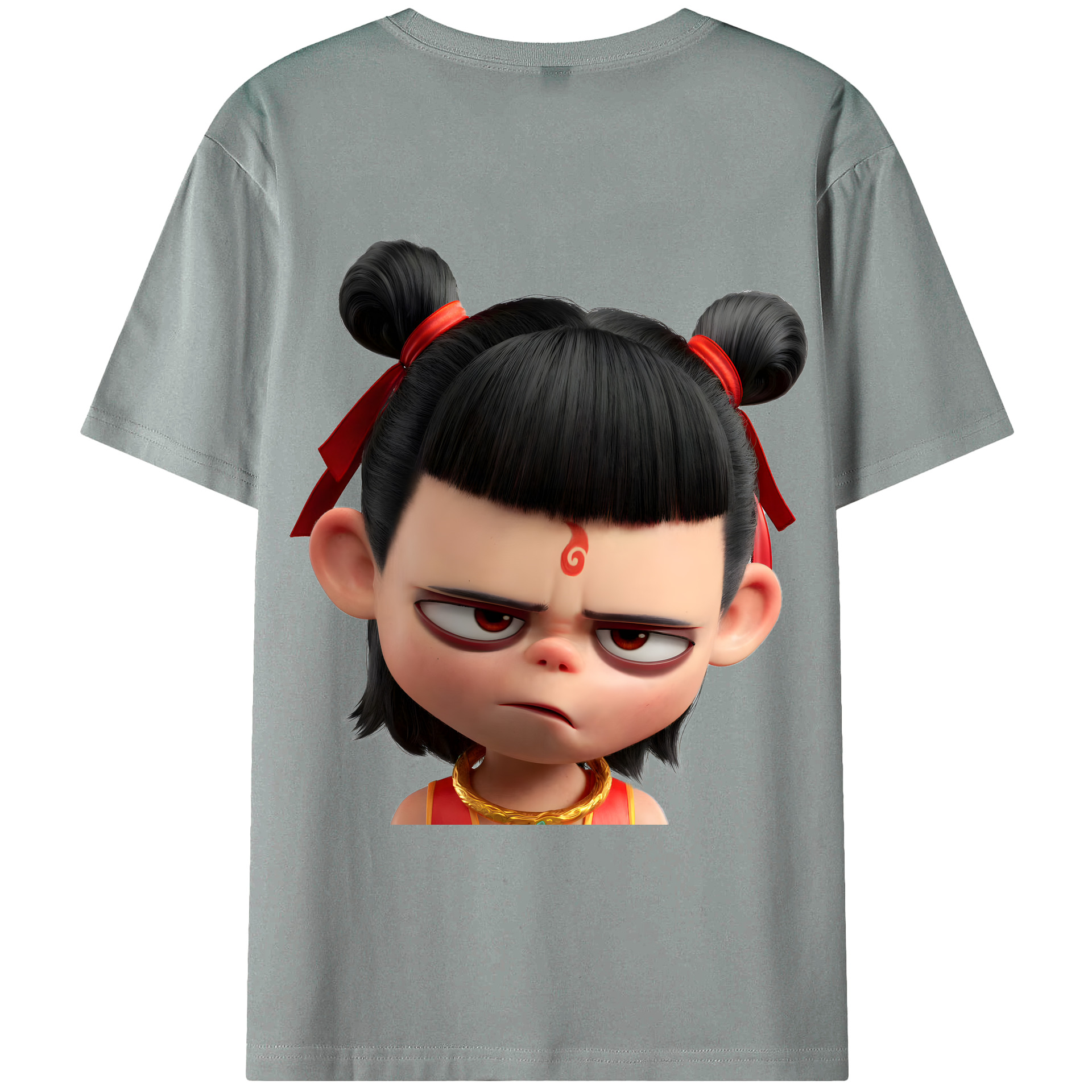 （画像用） Ne Zha 2 ナタ 魔童の大暴れ 綿100％ メンズ半袖Tシャツ（バックプリント） 通気性